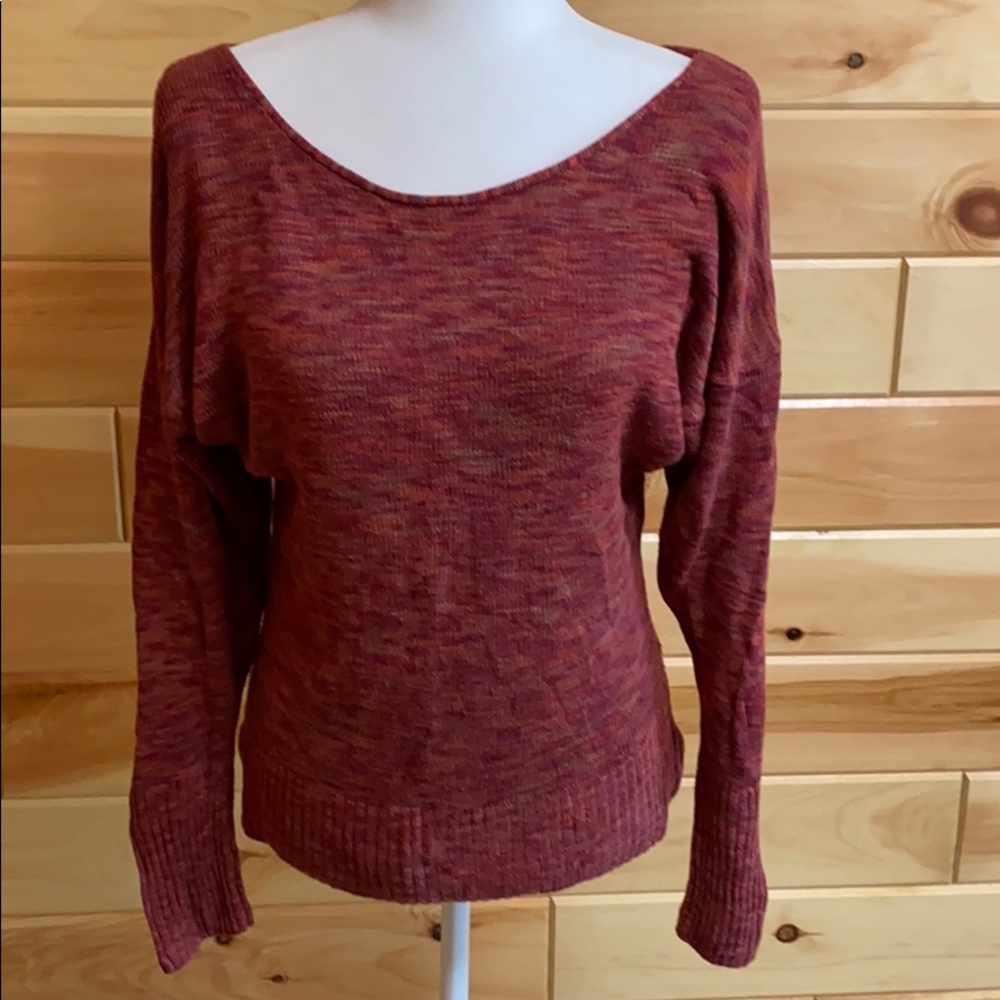 Light weight burgundy multi Lucky Brand sweater.